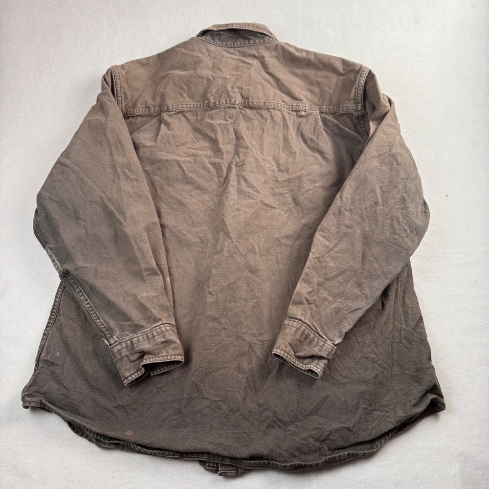 Woolrich Mens Large Brown Canvas Work Shirt Long Sleeve Button Down Utility L - Picture 2 of 6
